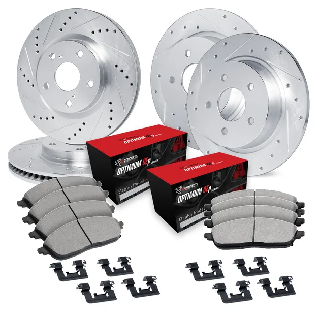 R1 Concepts WGUH2-74103 Brake Rotors - D/S - Silver W/ Optimum Oe Pads & Hdw